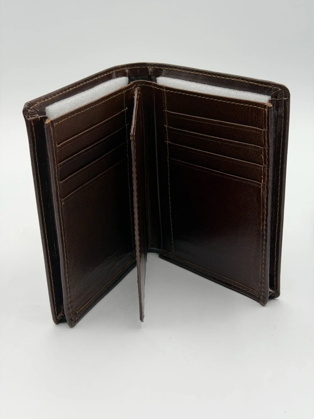 Niucunzh Mens Brown Leather Bifold Wallet Extra Large Capacity Card Hold